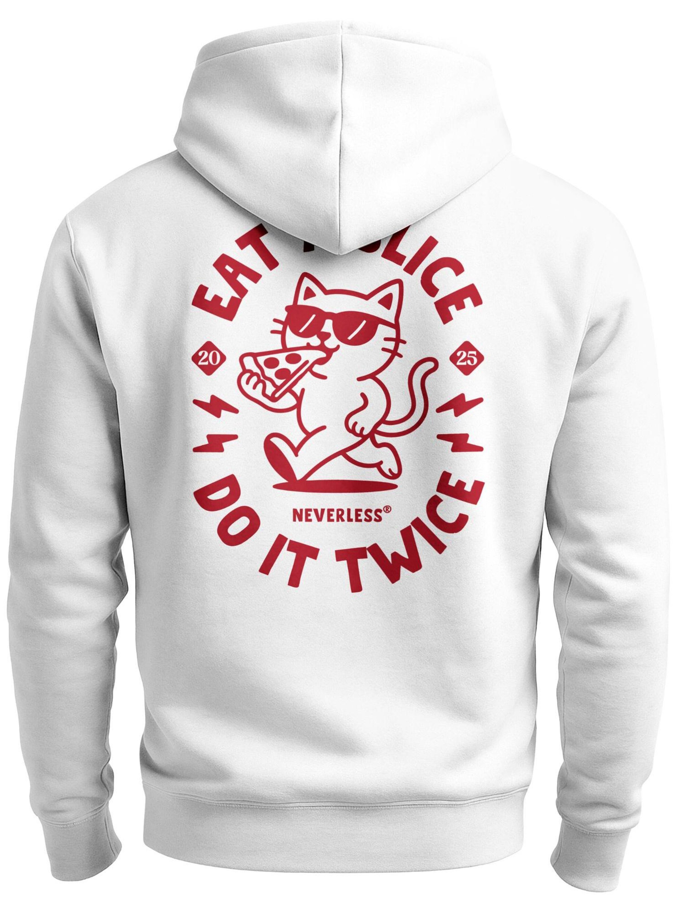 Neverless Zip-Up Hoodie 'Eat a Slice' in White