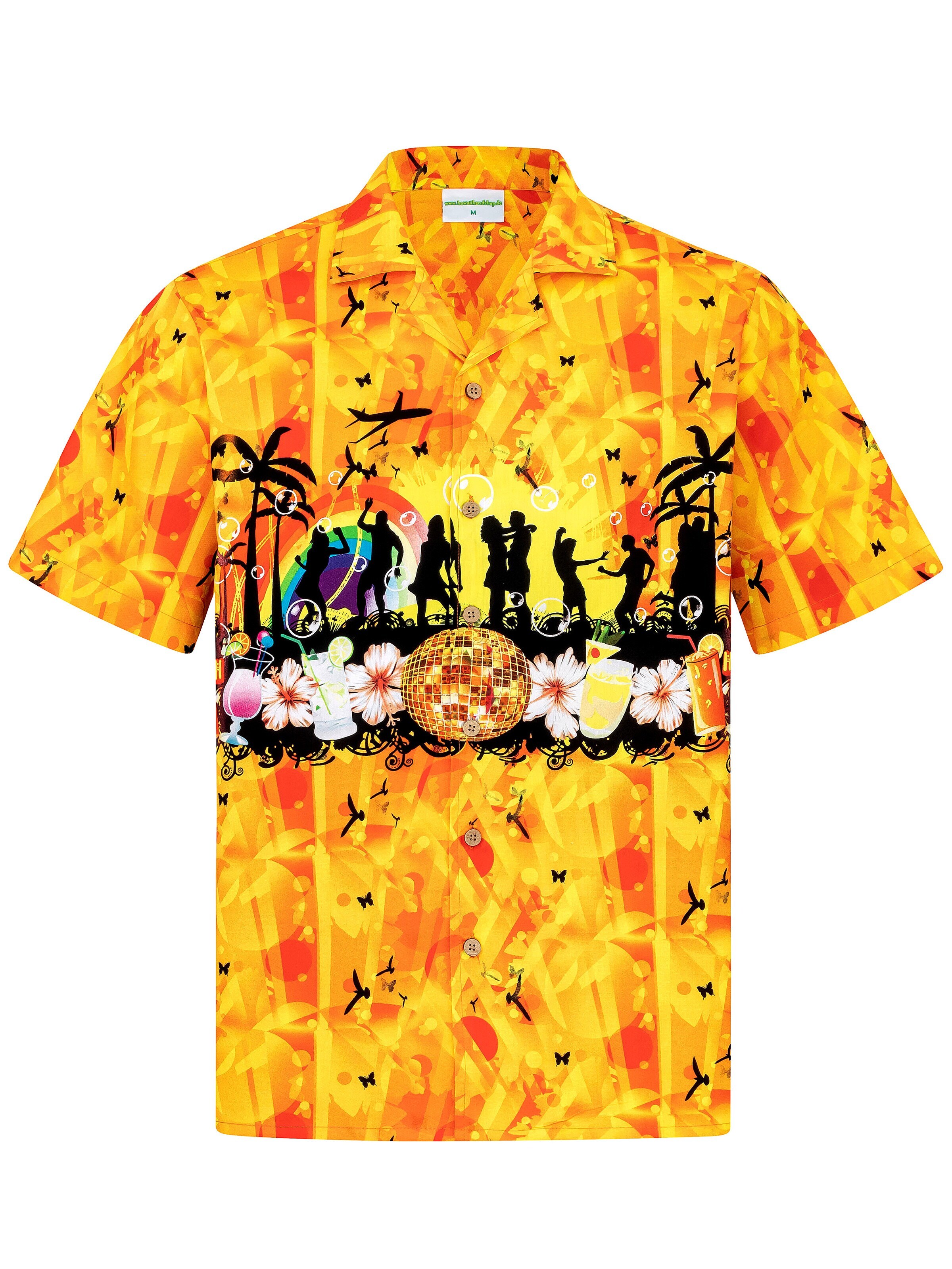 Hawaiihemdshop.de - Ajuste regular Camisa 'Hawaiihemd Summer Party' en amarillo: frente
