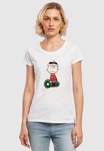 Merchcode Shirt 'Peanuts Wreath' in Wit: voorkant