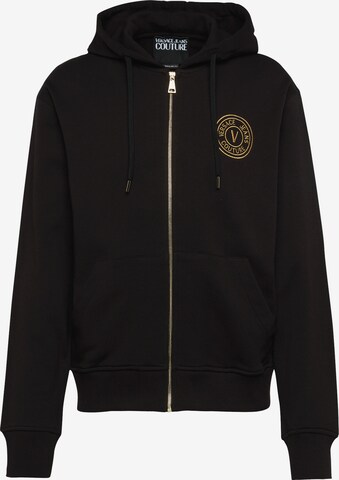 Versace Jeans Couture Zip-Up Hoodie in Black: front