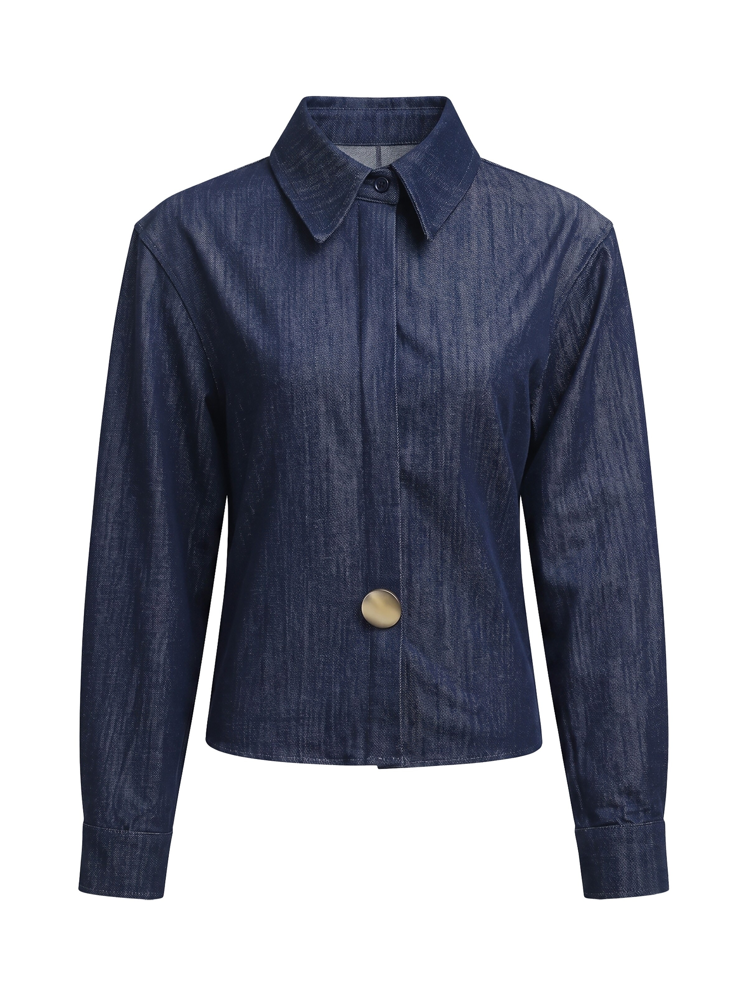 TorWeit Bluse 'Metallic-Button Fitted Blue Shirt'‌‌‌‌ in Blau: Vorderseite