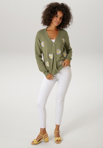 Aniston CASUAL Knit Cardigan in Green