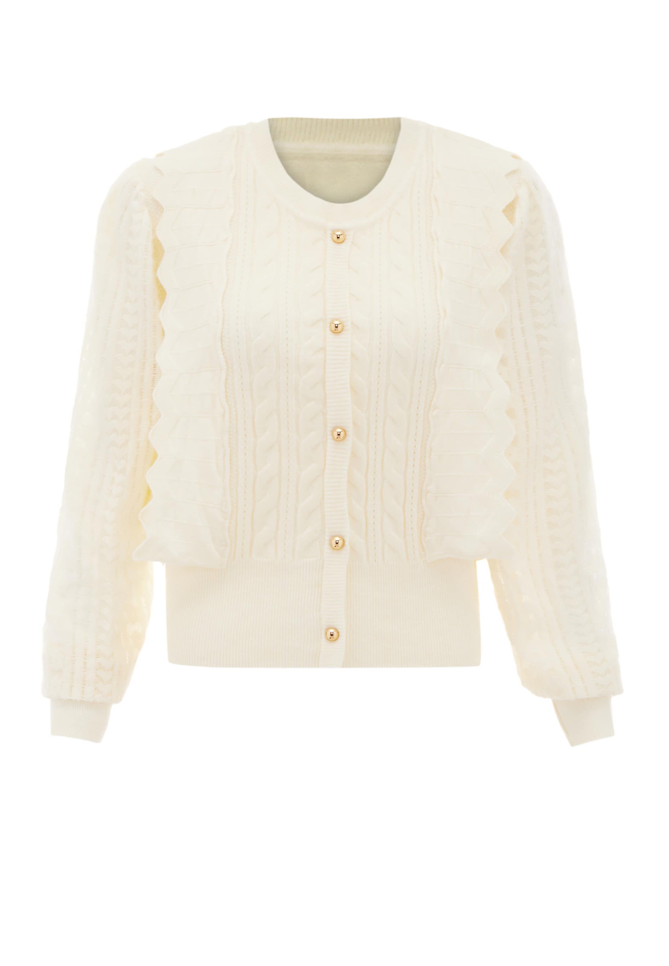 NAEMI Strickjacke in Weiß: Vorderseite