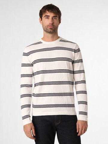 Pull-over Nils Sundström en blanc : devant