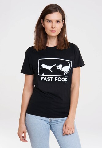LOGOSHIRT T-Shirt 'Fast Food' in Schwarz: predná strana