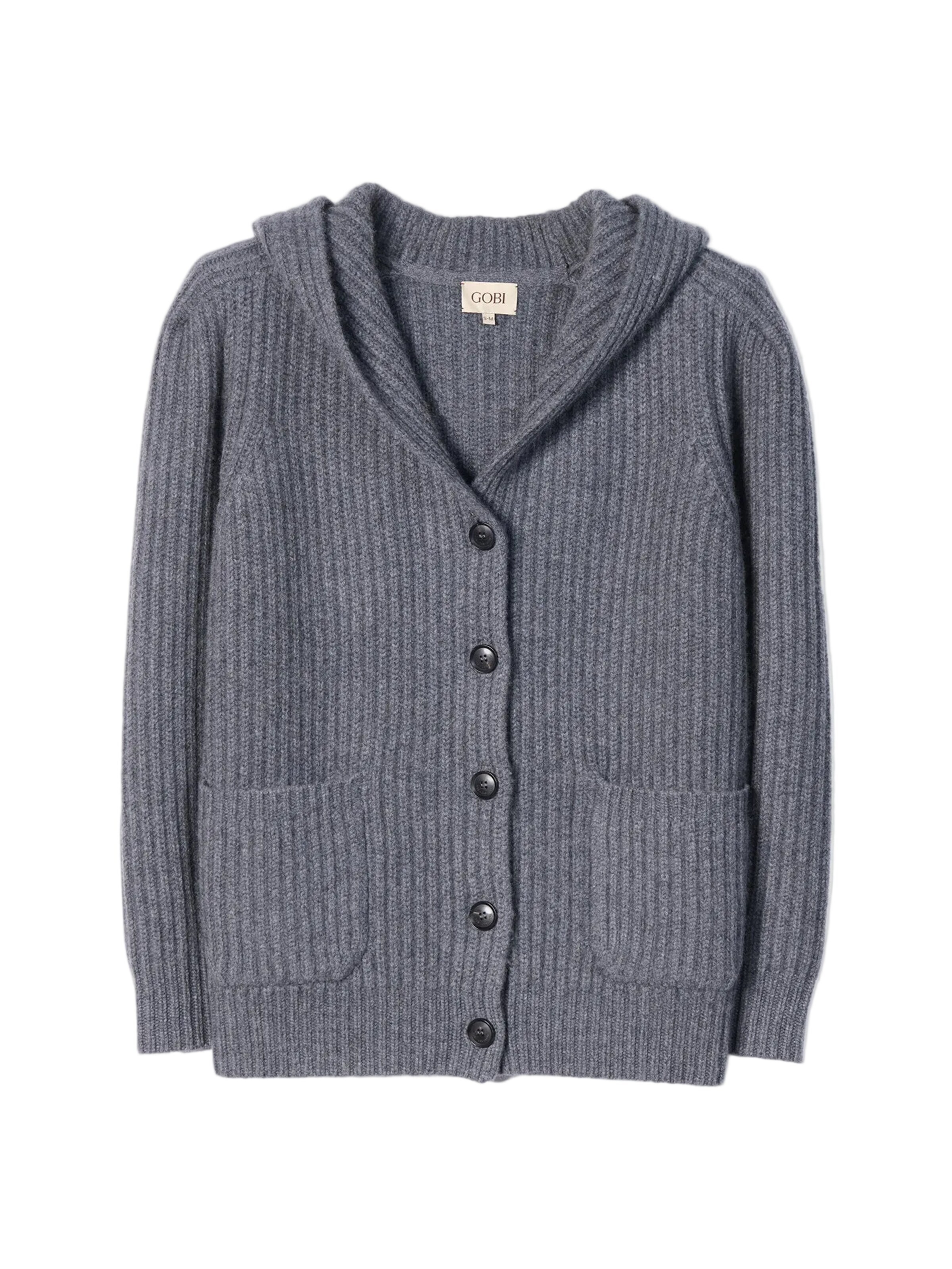 Giacchetta 'Wide-Shoulder Hooded Cashmere Cardigan' di GOBI Cashmere in grigio: frontale