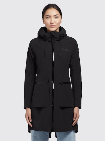 khujo Between-Seasons Coat in Black: front