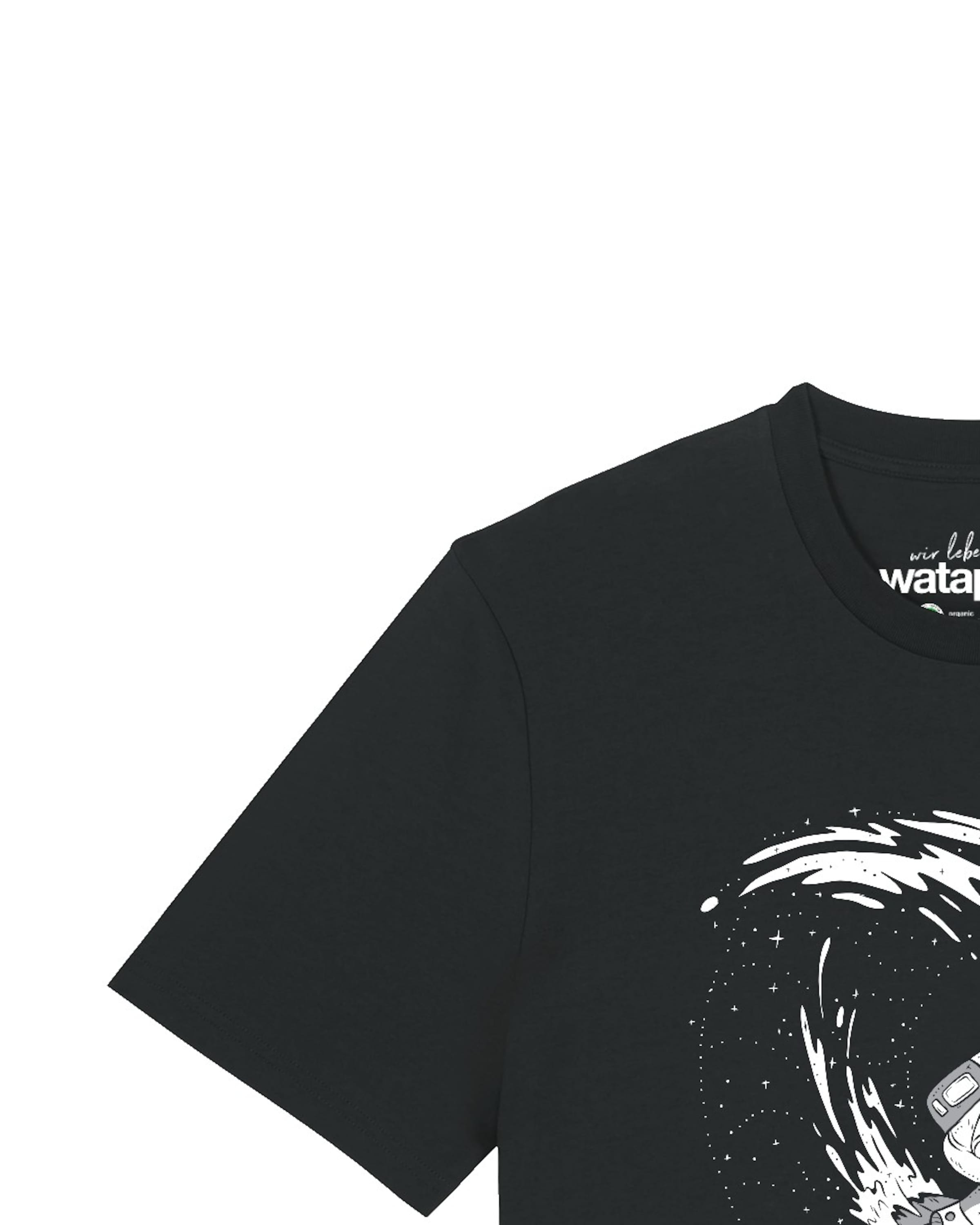 Watapparel Shirt 'Surfing Spaceman' in Zwart
