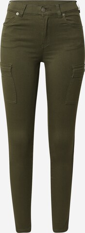 Dr. Denim Skinny Cargobroek 'Lexy' in Groen: voorkant