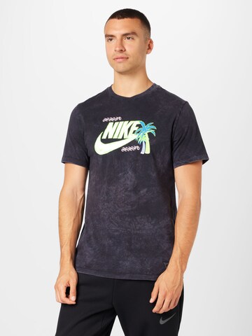 melns Nike Sportswear T-Krekls 'BEACH PARTY': no priekšpuses