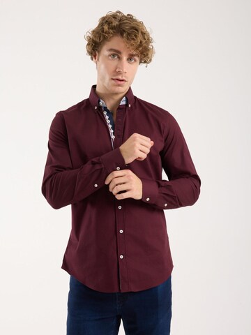 Slim fit Camicia 'Donatello Iconic Poplin Stretch Man Shirt Red' di 7Camicie in rosso
