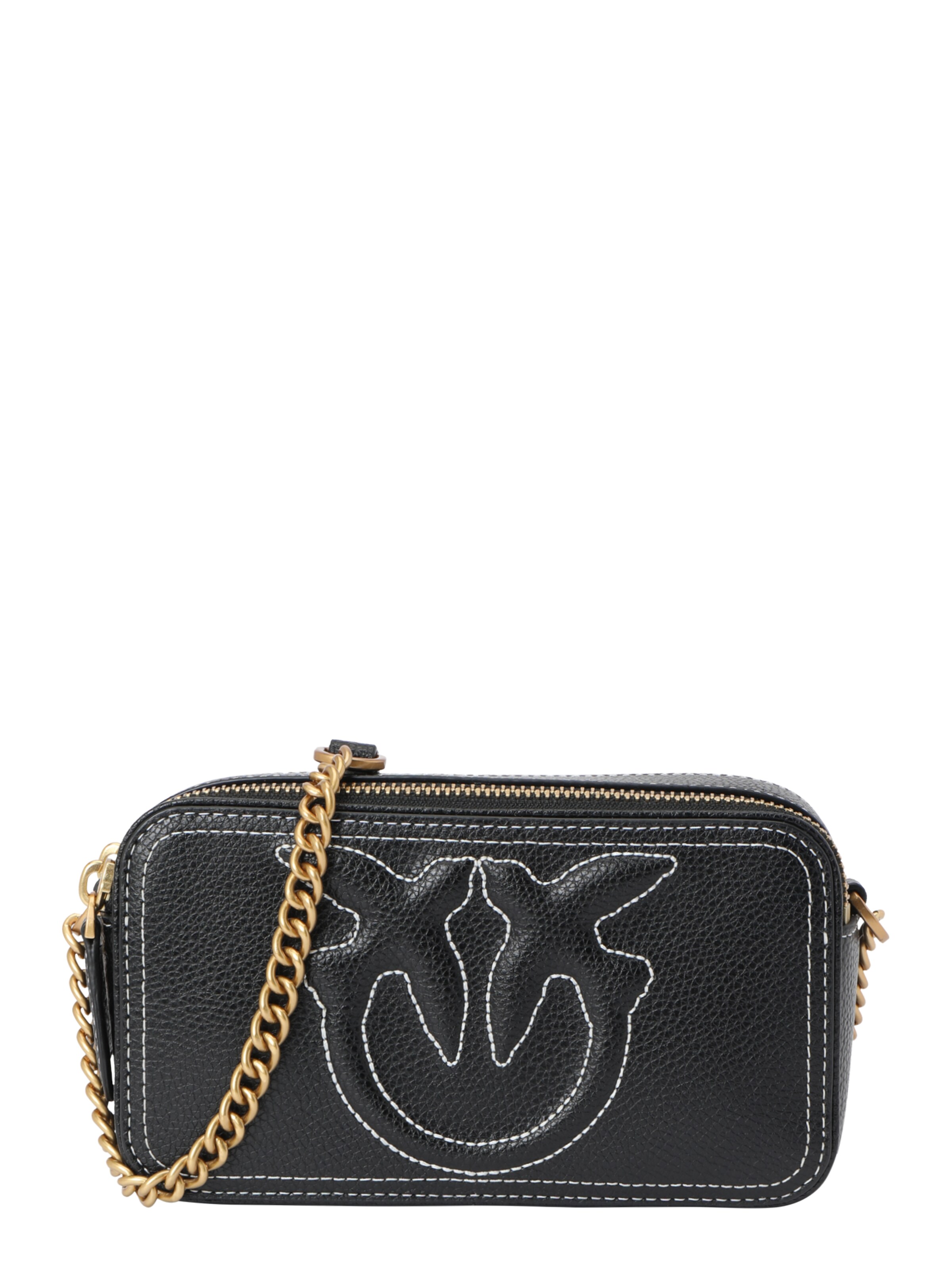 juoda PINKO Rankinė su ilgu dirželiu 'Carrie': priekis