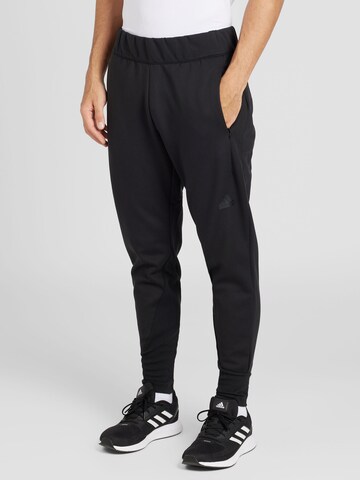 ADIDAS SPORTSWEAR Tapered Workout Pants 'Z.N.E.' in Black: front