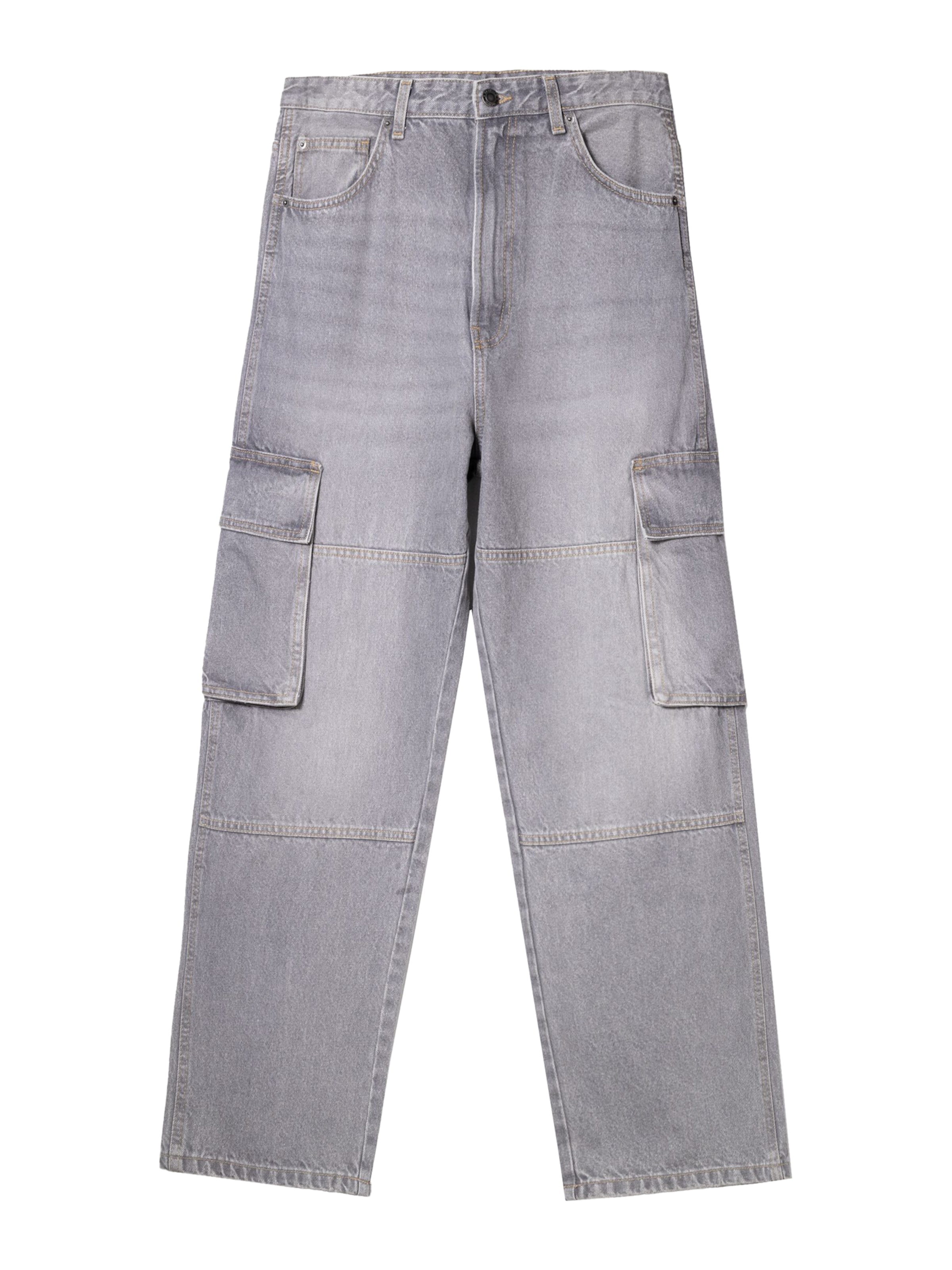Loosefit Jeans cargo Bershka en gris : devant