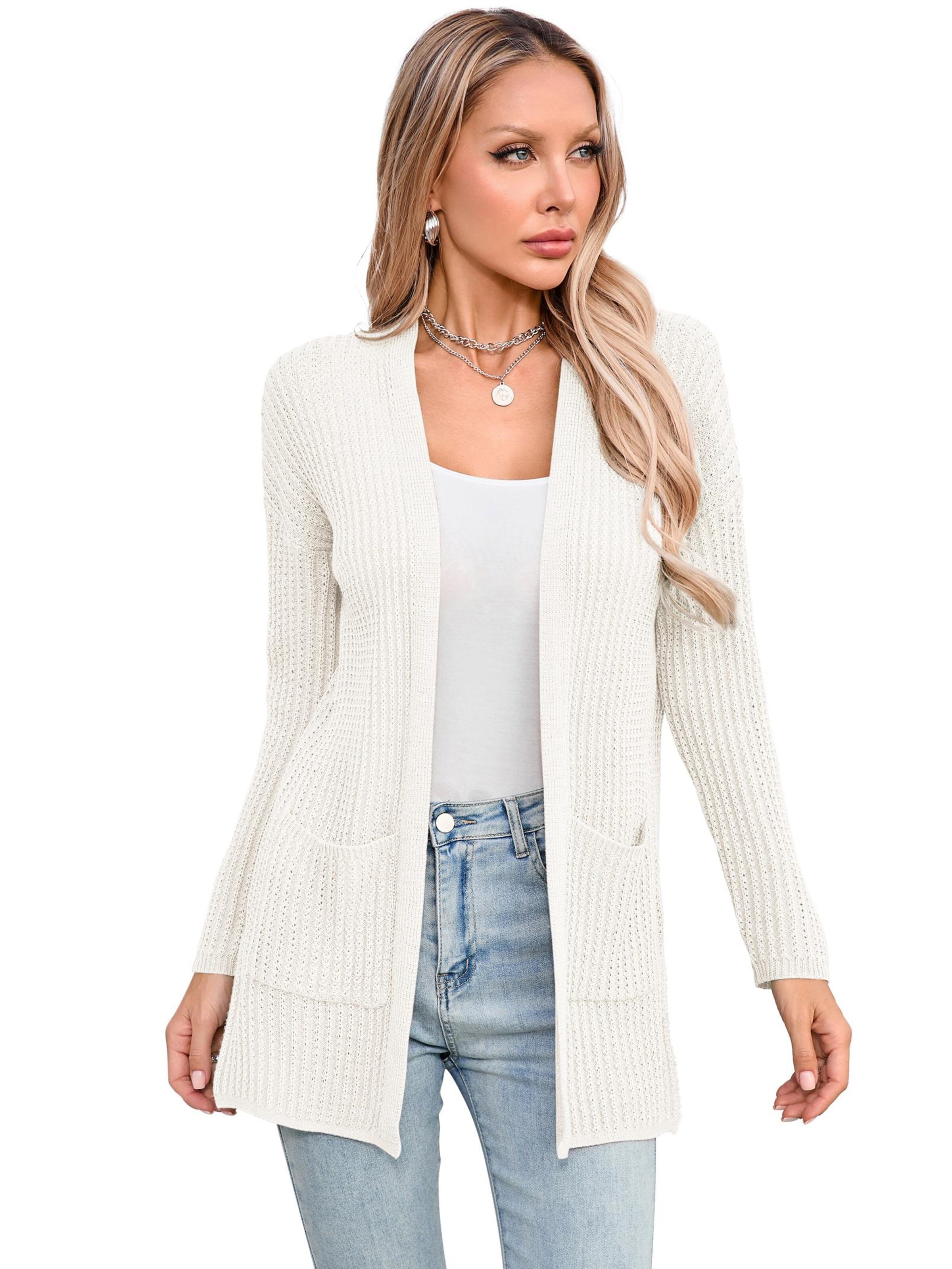 Yesfashion Kardigan w kolorze beżowy: przód