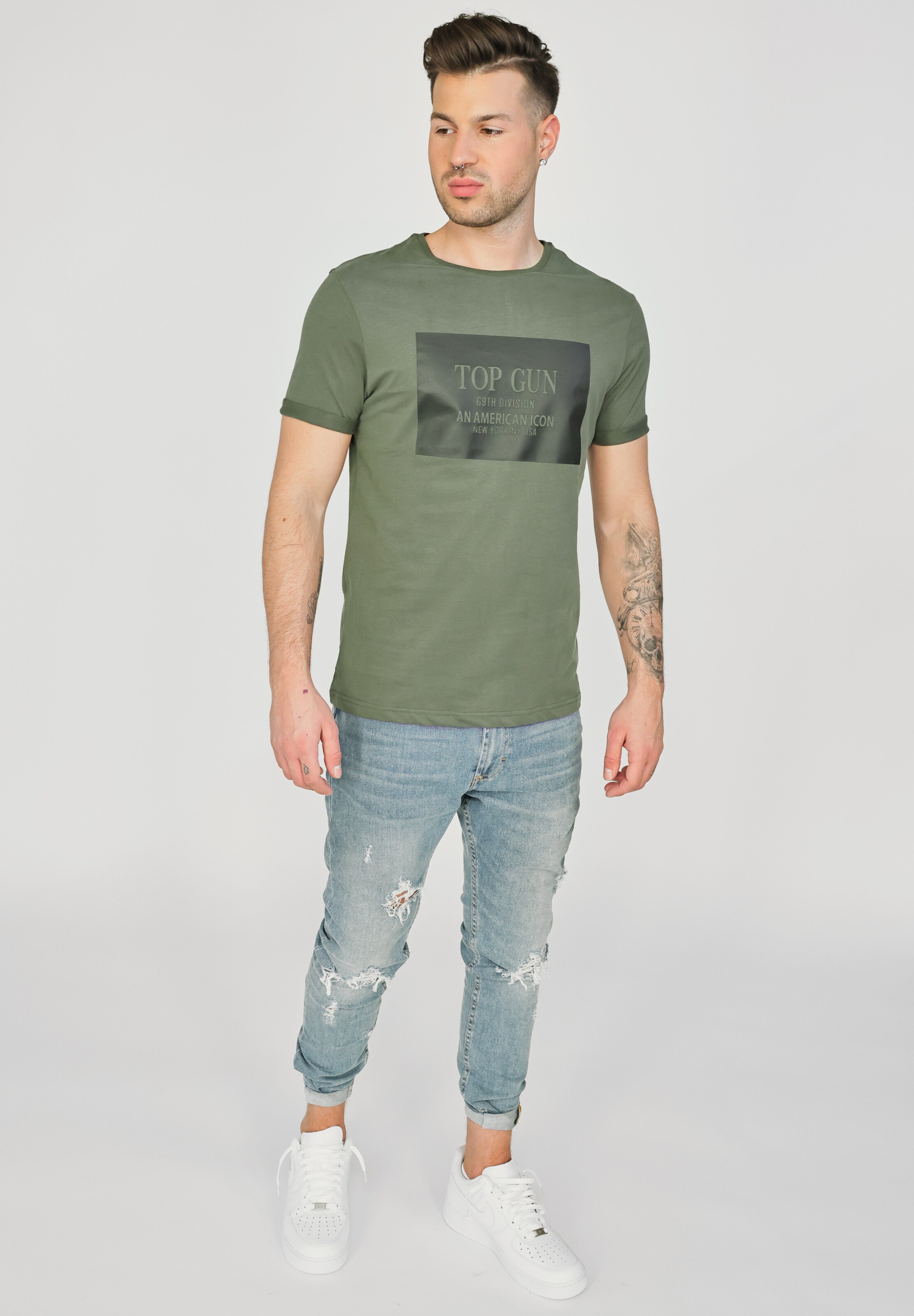 TOP GUN Shirt 'TG20213011' in Olive | ABOUT YOU