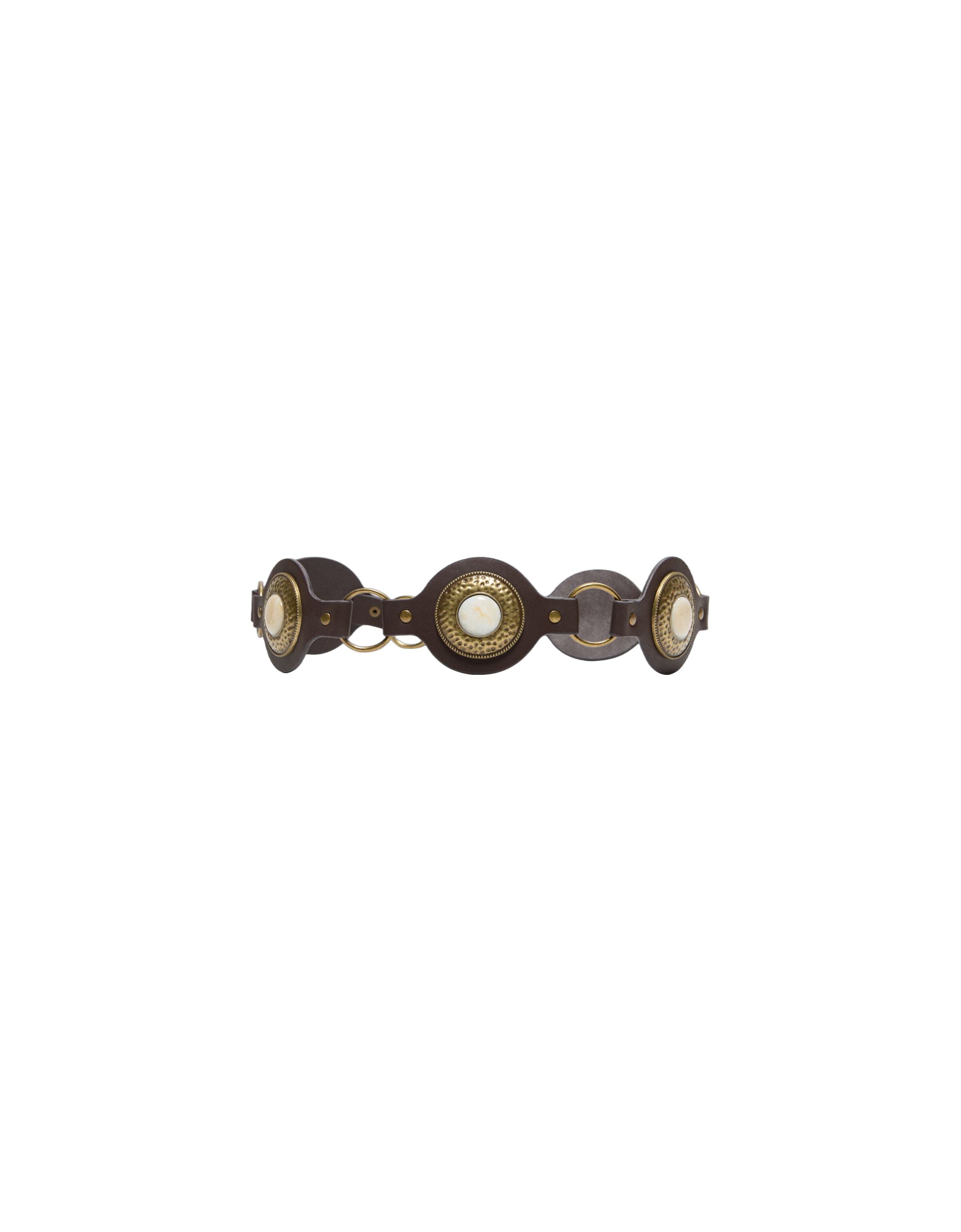 Bershka Riem in 85 in de kleur Donkerbruin / Goud / Wit, Productweergave
