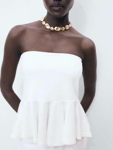 MANGO Top 'PEPLUM' in Weiß: Vorderseite
