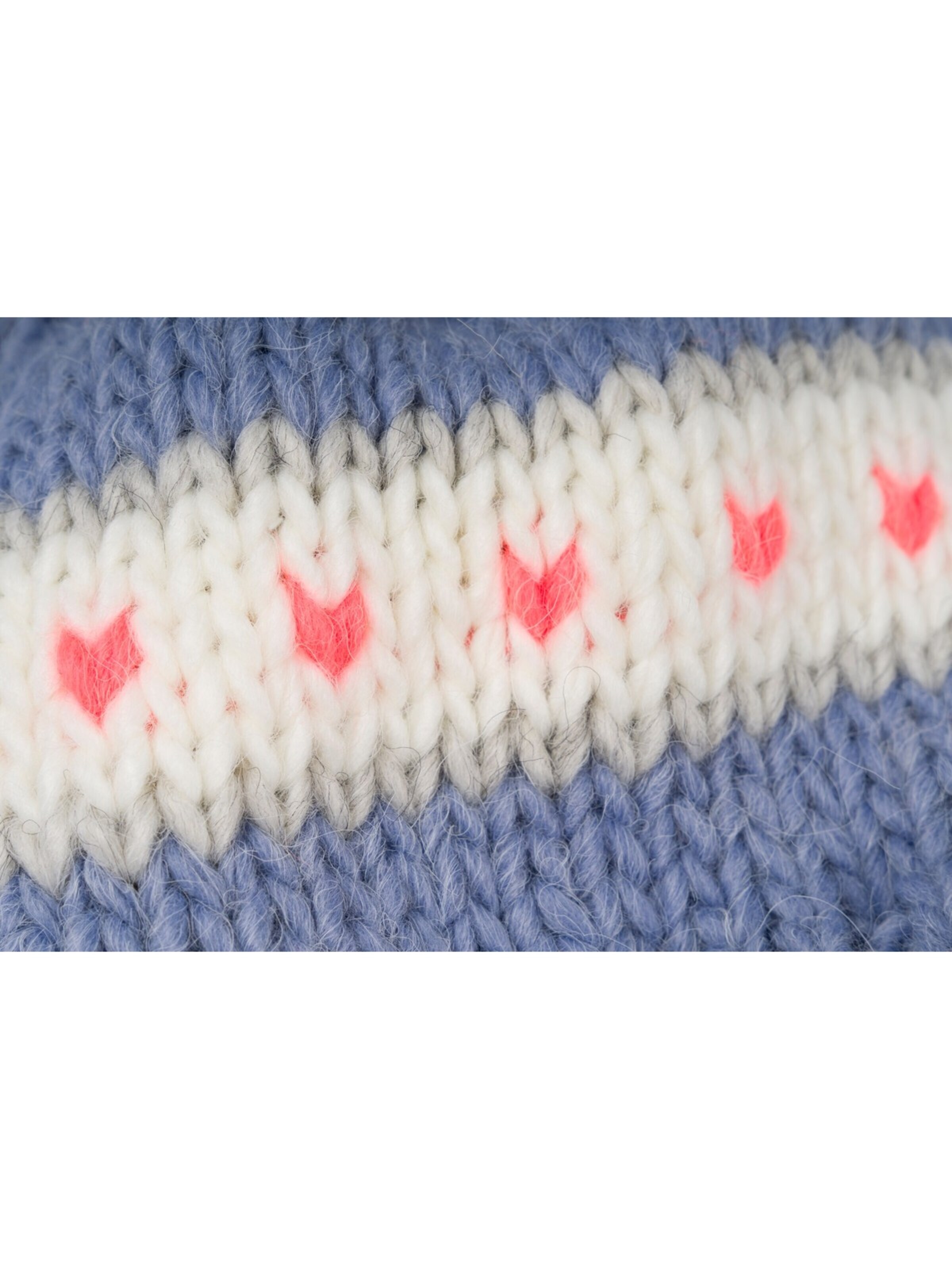 styleBREAKER Beanie 'Kinder Strick Bommelmütze Herzmuster' in Blue