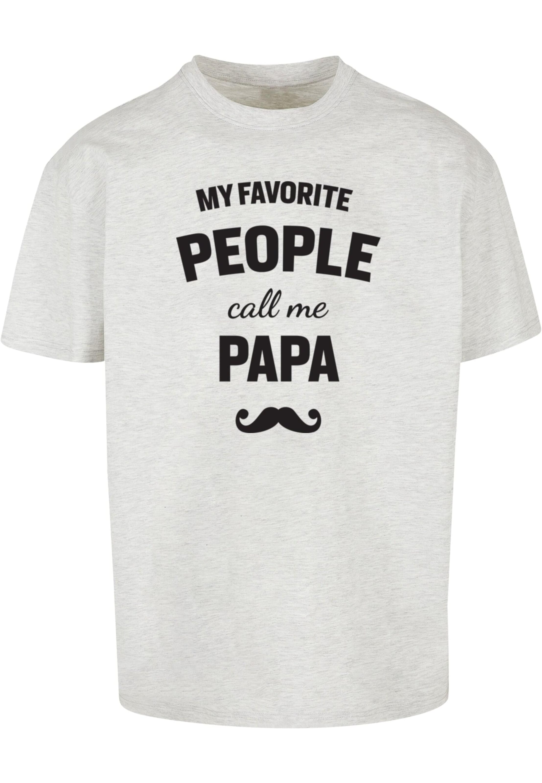 Merchcode Shirt 'Fathers Day - My Favorite People Call Me Papa' in Grijs: voorkant