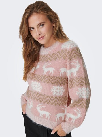 ONLY Sweater 'Xmas' in Pink