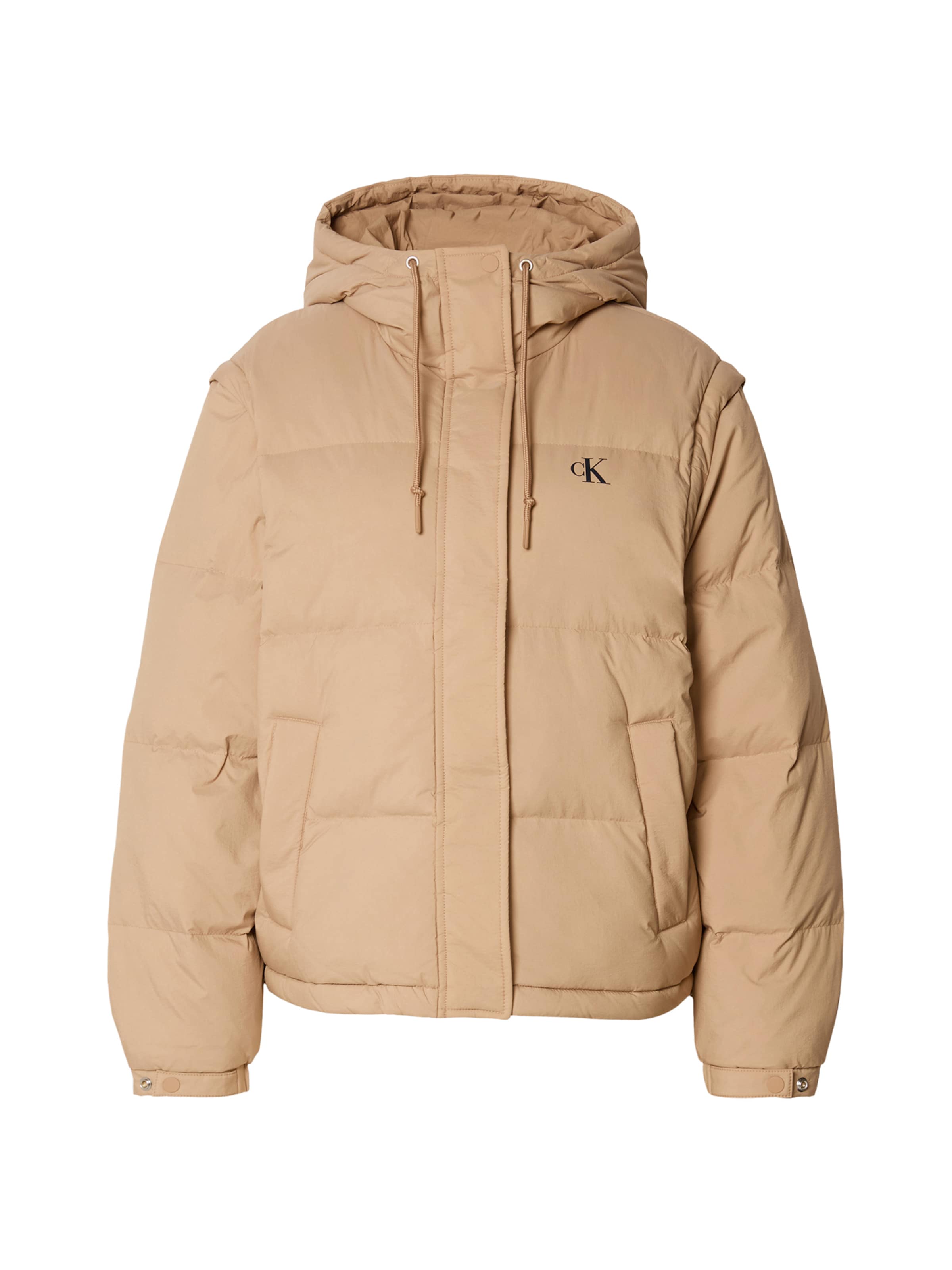 Calvin Klein Jeans Φθινοπωρινό και ανοιξιάτικο μπουφάν σε καφέ: μπροστά
