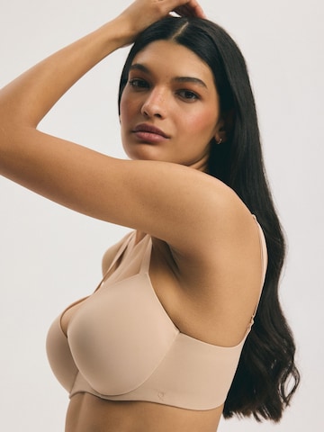 ESOTIQ - Push-up Sujetador 'Push-up-BH Kassidy, glatte T-Shirt-Cups, herausnehmbare Polster' en beige