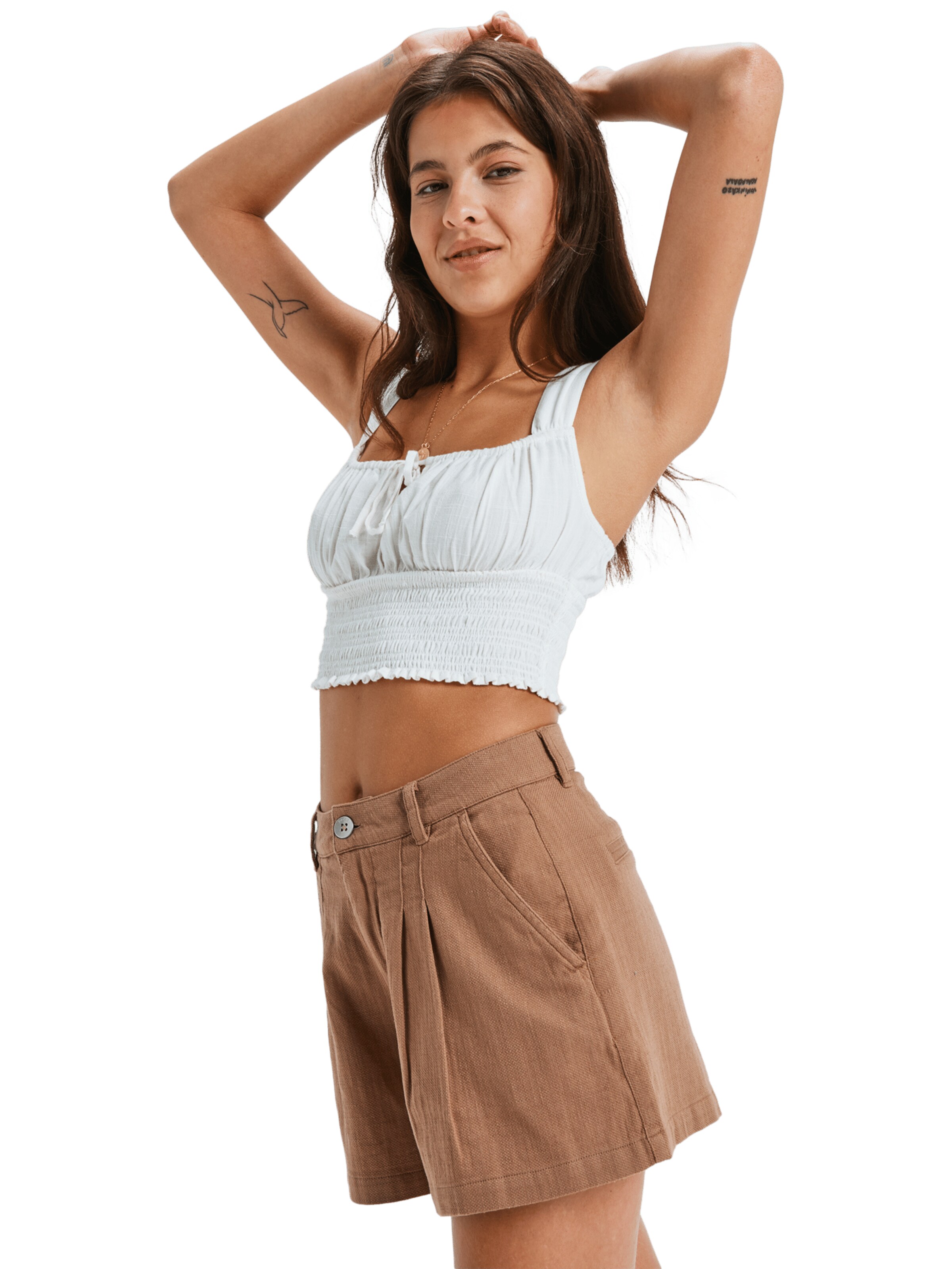 ROXY Loose fit Pleat-Front Pants 'Attractive Light' in Brown
