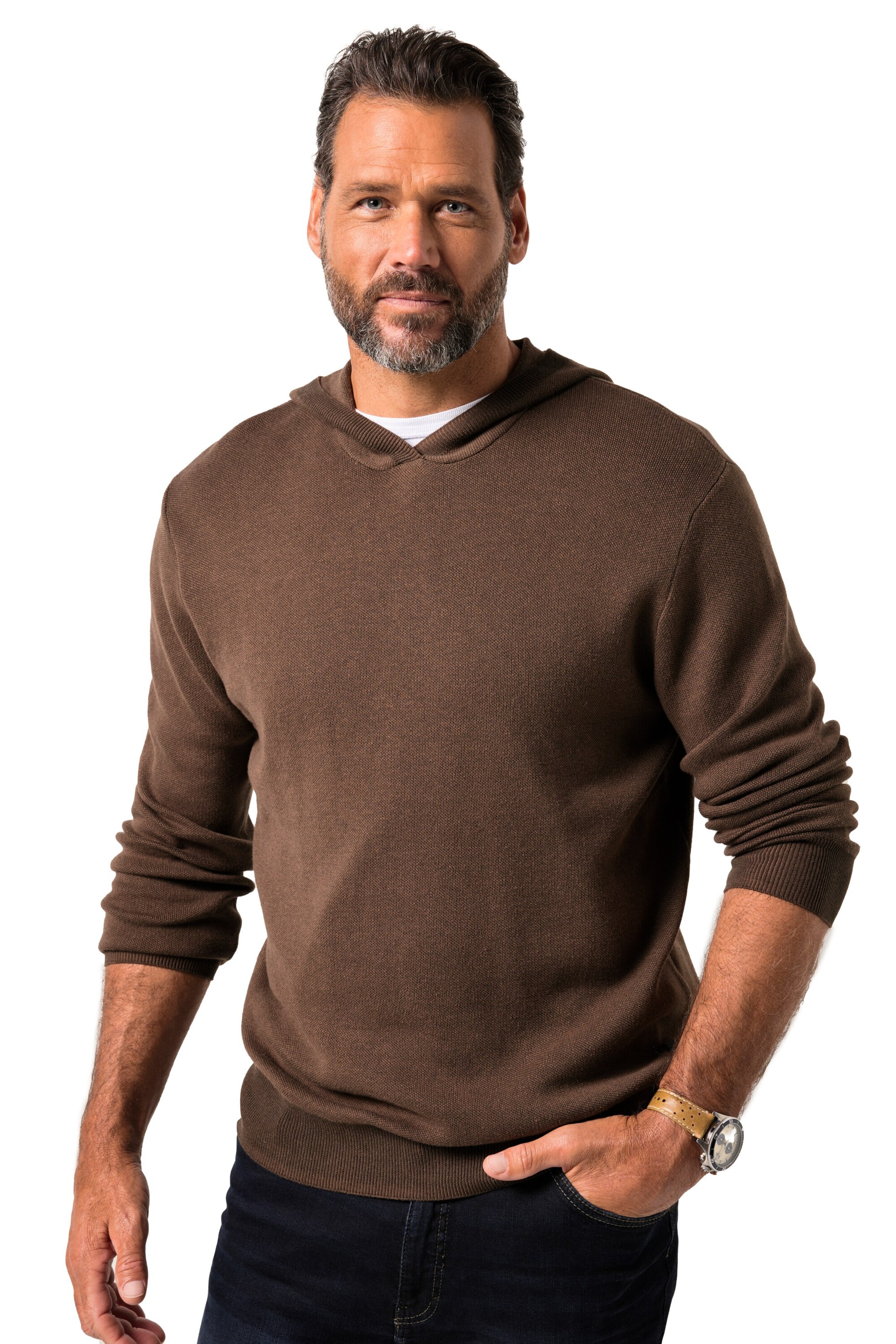 JP1880 Trui in Bruin: voorkant