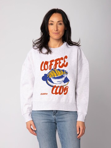 Felpa 'Coffee club ' di Watapparel in grigio: frontale