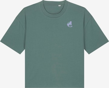 Kultgut Shirt 'Cat' in Green: front