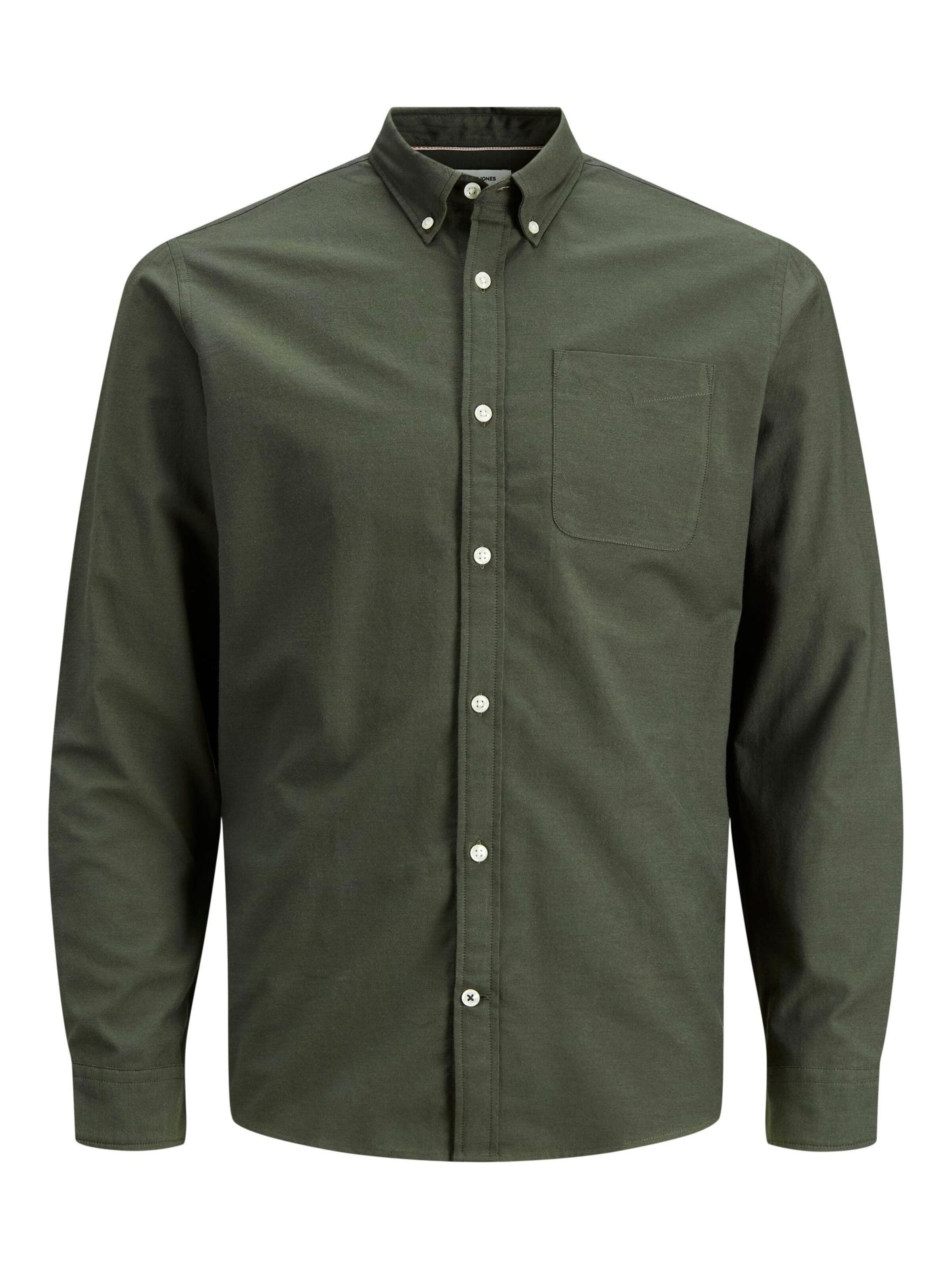 Jacks & Jones Slim Fit Hemd 'JACK&JONES Hemd Slim Fit Business Shirt mit Brusttasche Weiches Langarm Twill Oberteil JJEOXFORD'‌‌‌‌‌‌‌ in Grün: Vorderseite
