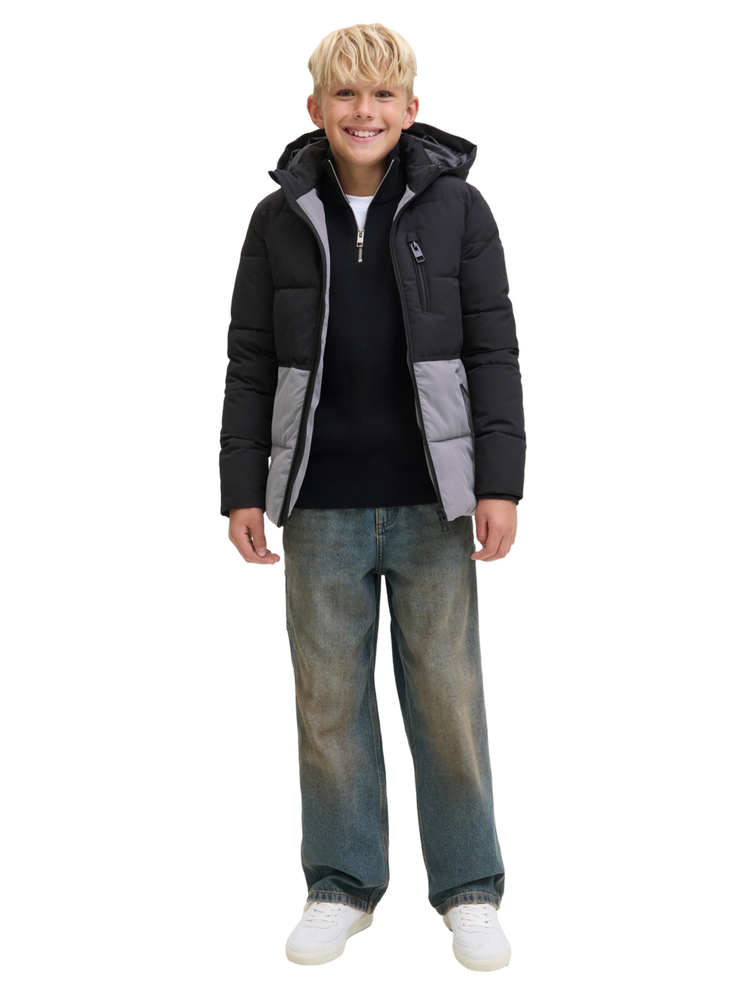 Jack & Jones Junior Зимняя куртка 'Owen' в Серый