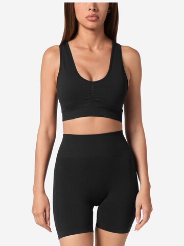 Plein Sport - Bustier Top deportivo en negro: frente