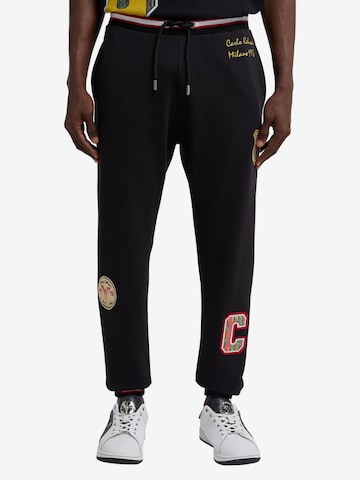 Carlo Colucci Tapered Pants 'Dangl' in Black: front