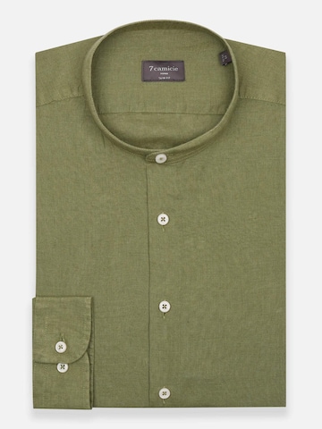 Slim fit Camicia business 'Caravaggio Linen Man Shirt Green' di 7Camicie in verde
