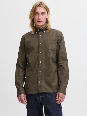 Jack & Jones Premium Slim fit Button Up Shirt 'JPRBLUBROOK' in Green: front