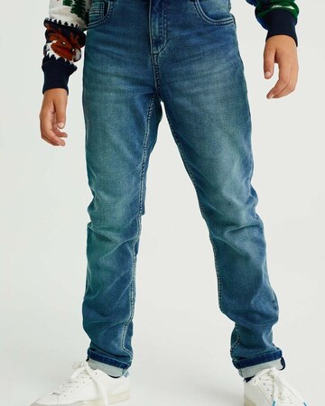 WE Fashion Slimfit Jeans in Blauw: voorkant