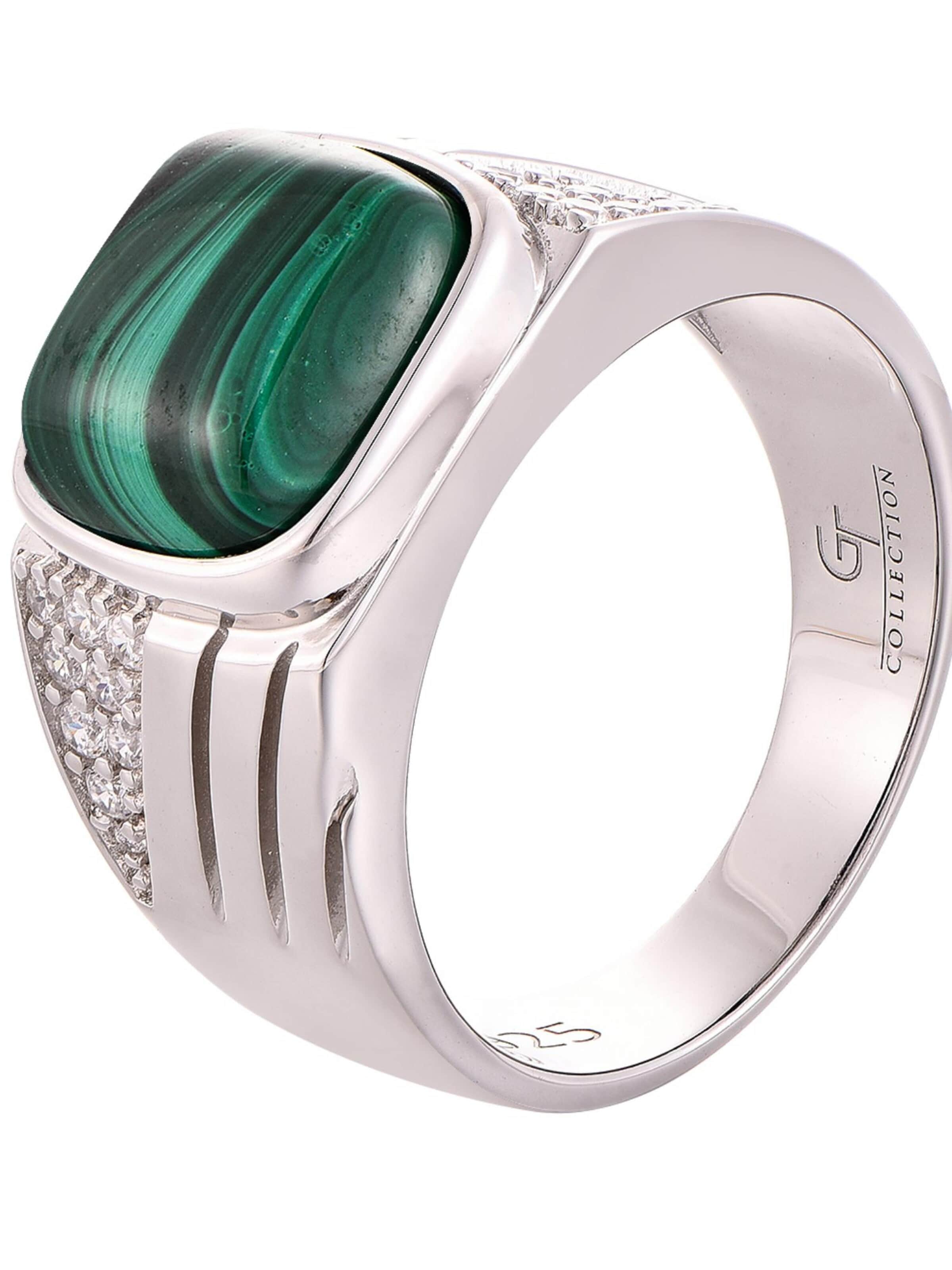GT Collection Ring 'MALACHITE' in Silver: front