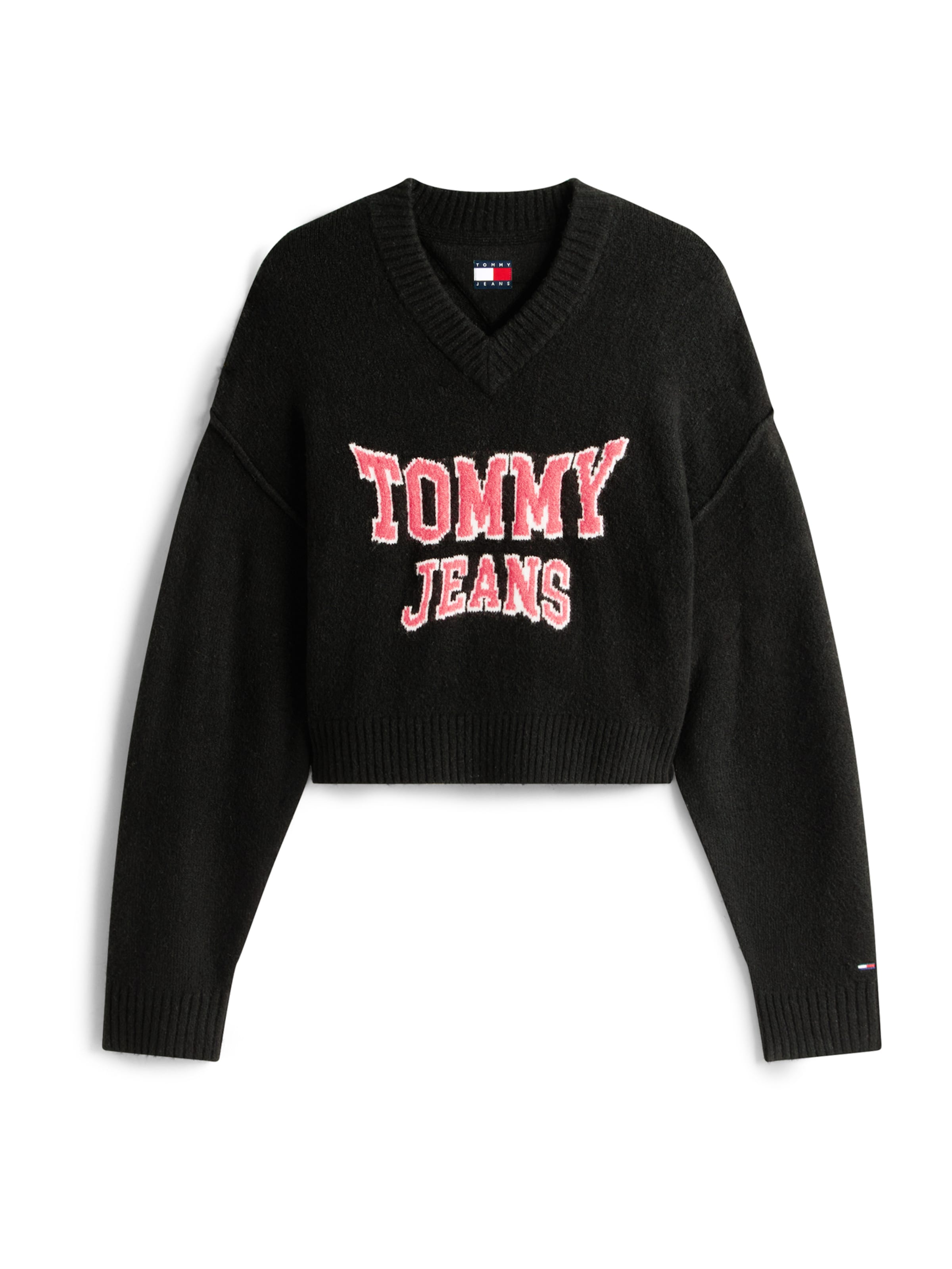 Tommy Jeans Sweater 'VARSITY' in Black: front