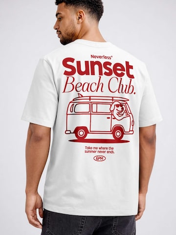 Neverless Shirt 'Sunset Beach' in White
