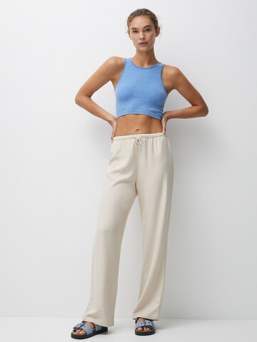 Pull&Bear Wide Leg Hose in Beige