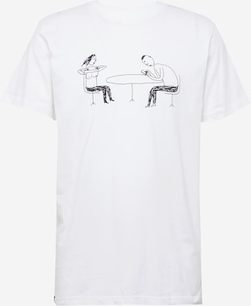 DEDICATED. Shirt 'Stockholm Phoney Date' in White: front