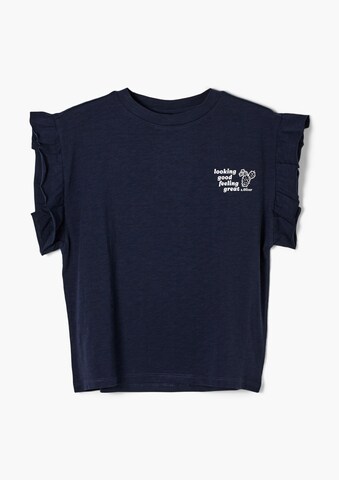 s.Oliver T-Shirt mit Rüschen-Ärmeln in Blau: front