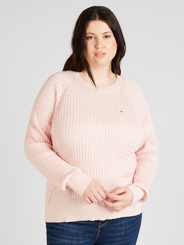 Tommy Hilfiger Curve Trui in Roze: voorkant