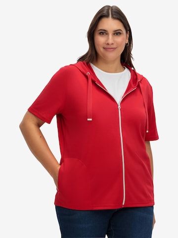 SHEEGO Zip-Up Hoodie in Red: front
