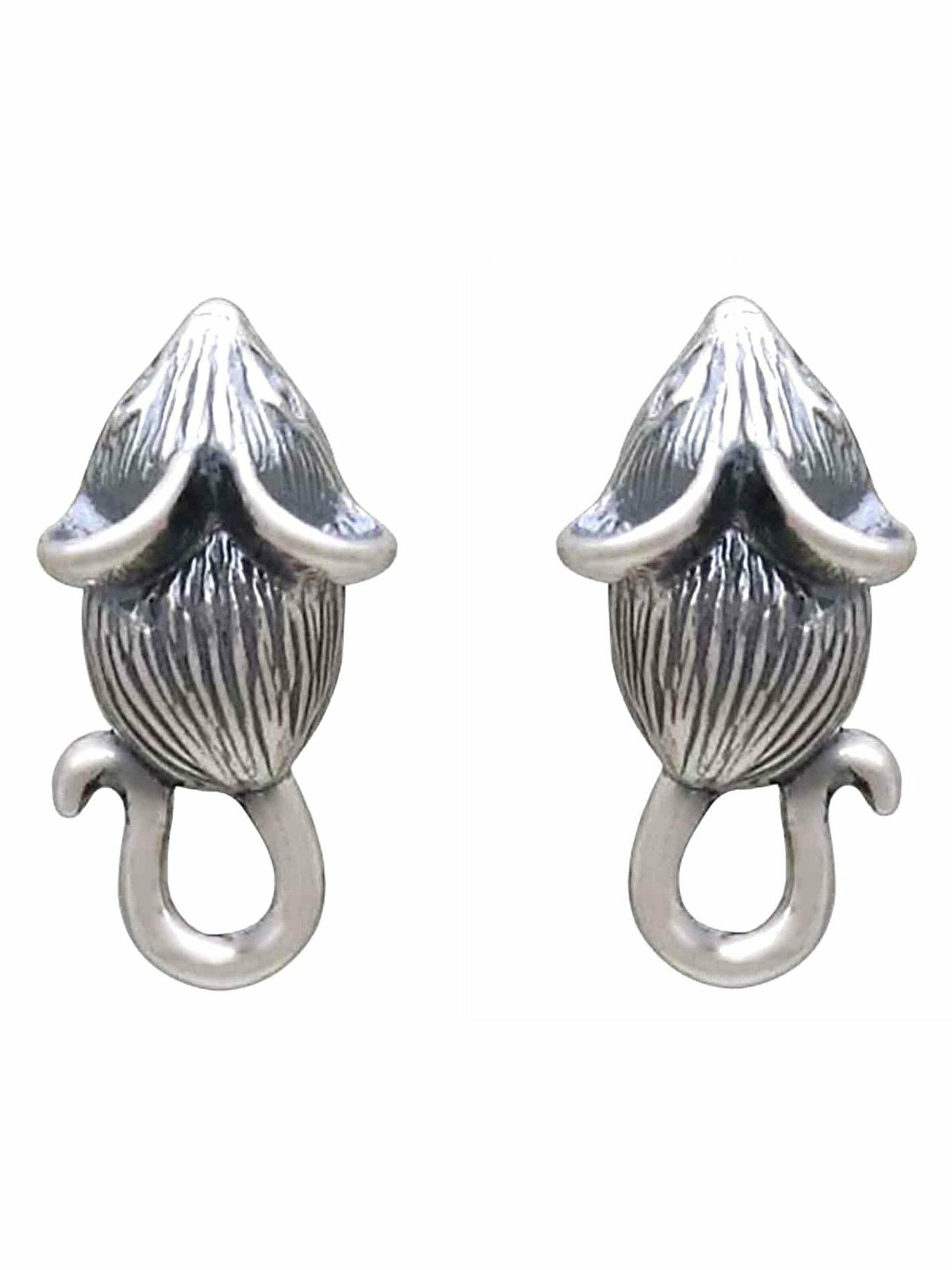 Gemshine Ohrringe '3-D Maus' in Silber: Vorderseite