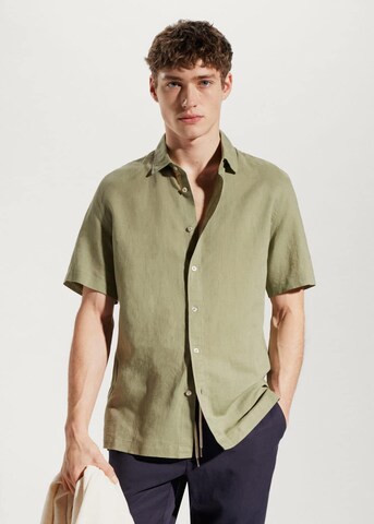 MANGO MAN Slim fit Button Up Shirt 'Ants' in Green: front