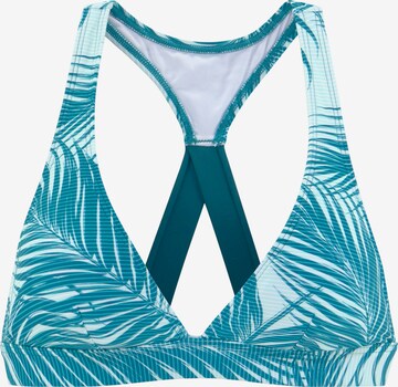 LASCANA ACTIVE Triangle Athletic Bikini Top in Blue: front