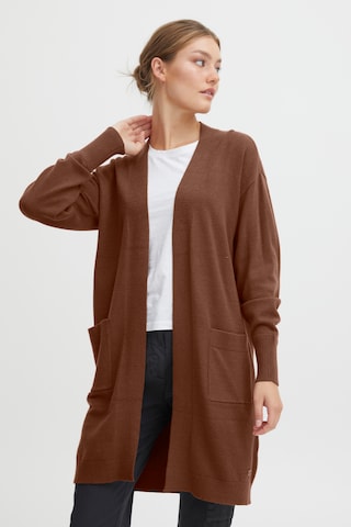Oxmo Knit Cardigan in Brown: front